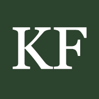 Knoydart Foundation logo; square shape with the letters KF in white text on a dark green background