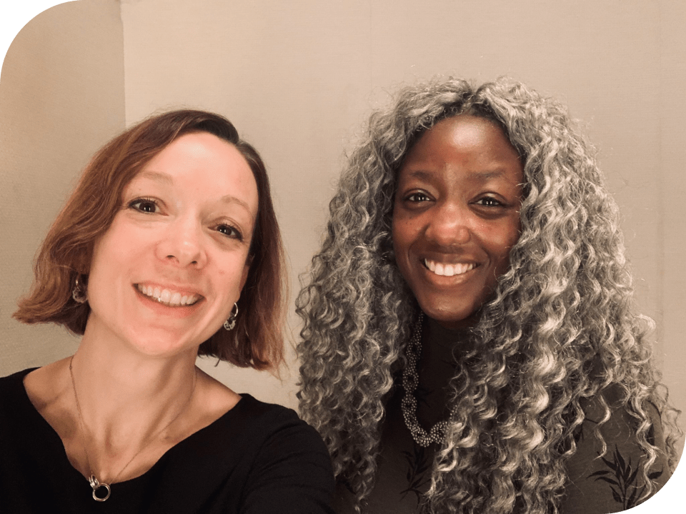 Hannah Russell with Anne-Marie Imafidon